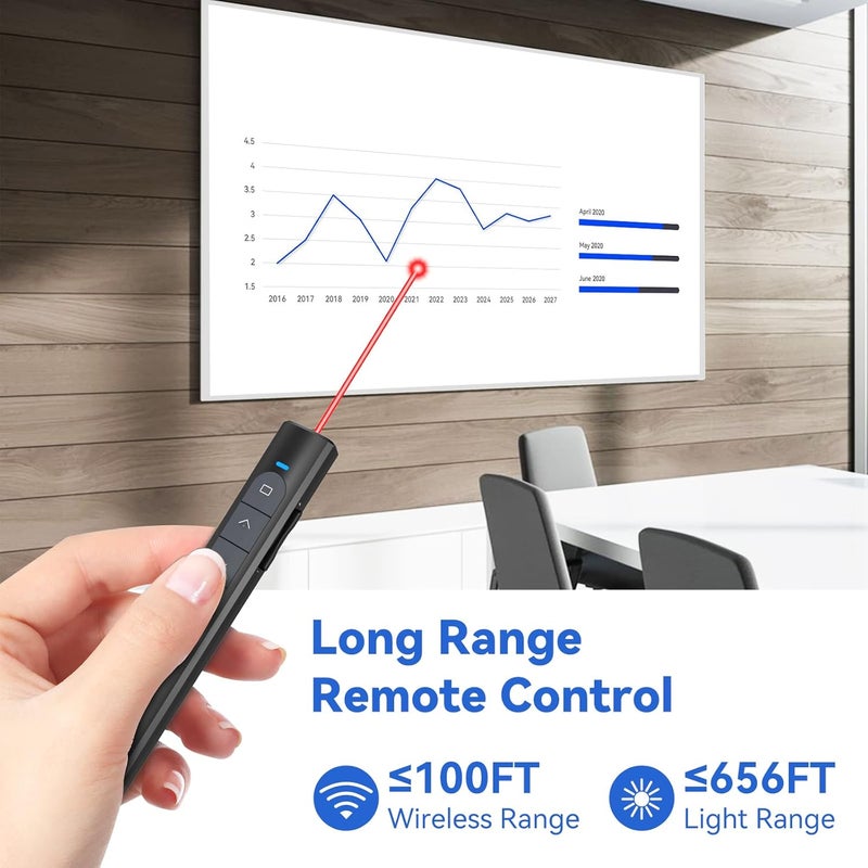 PPTSLID Presentation Clicker Wireless Presenter Remote, PowerPoint Clicker Computer Clicker with Red Light, Clickers for PowerPoint Presentations Slide Advancer with Volume Control for Mac/Laptop/Computer - Image 3